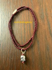 Red Sandal wood Buddhist Amitabha Buddha Lucky Amulet Pendant Beads Necklace