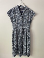 Seasalt Beatrice Blue & White Floral Vintage Style Dress 100% Cotton Size 12