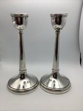 Hallmarked Silver Candlesticks 18cm 7 Inch Tall Pair Assayed Birmingham 1920