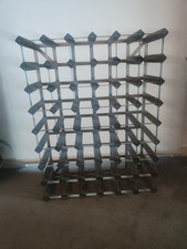 Classic 56 Bottle Dark Oak Stained Wood & Galvanised Metal Wine Rack 81.3cm×61.9
