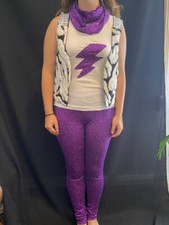 Weissman Purple Sequin Leggings Zebra Vest Dance Costume (Kesha/Hannah Montana)