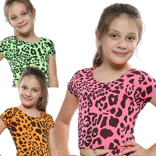 Kids girls crop tops - girls, leopard