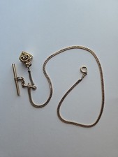 Victorian Gold Filled Ladies Watch Fob on Pocket Watch Chain Flower on Box 15.5"