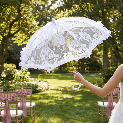 Lace parasol embroidered - parasol,