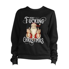 Funny Adult Christmas Jumper Sweater Merry F*cking Christmas Funny Bad Santa