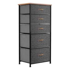 Chest of Drawers 5 Fabric Drawer Bedroom Storage Cabinet Bedside Organizer Unit