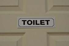 TOILET sign or sticker 190x58mm WC bathroom cafe pub office shop b&b gym bar  