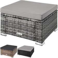 Footstool Rattan Garden Furniture Seat Balcony Stool Chair With Padded Cushion