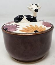 Floral Cow Sugar Bowl With Lid - Cow Handle