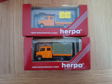 2 x 1:87 Scale Herpa Mercedes Benz Maintenance Vans - Orange - MIB