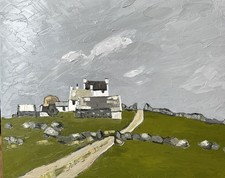 Welsh oil painting - ‘Llanfair-yn-neubwll’ - in the style of Kyffin Williams