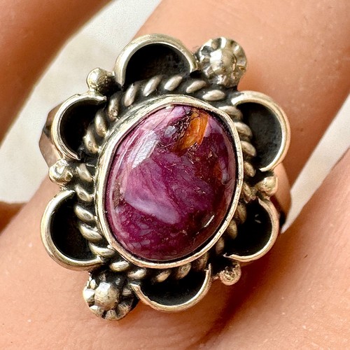 Navajo flower ring - flower, purple
