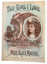 Victorian Music Hall song  c1895 - The Girl I Love. Kent Interest. Litho: Banks