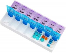Weekly Pill Box Daily Organiser Medicine Tablet Storage Dispenser 7 Day Week UK