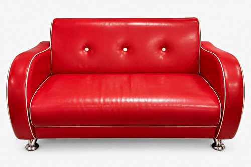 Retro red leather - 2, seater