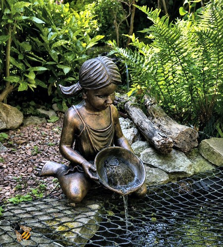 Girl with bowl water spitter - bowl,