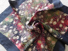 Vintage Liberty Of London Silk Scarf Peacock Feathers Black 80cm