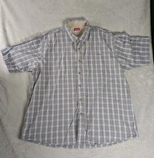 Wrangler Shirt Men’s 2XL Grey Check Plaid Short Sleeve Button Up Western Cowboy