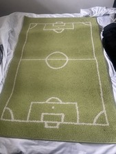 Green Football Pitch Rug Boys Bedroom Excellent Condition Few Marks On Back