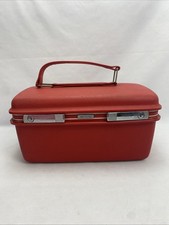Vintage Samsonite Saturn Red Marbled Cosmetic Vanity Case Luggage Make Up Box
