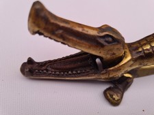 Vintage Brass Alligator Nutcracker Figurine Crocodile Collectible Retro Barware
