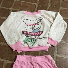 Fisher Price, Vintage, 6X, 1989, Bunny/Ice Skates, Pink & White, Ruffles, Outfit