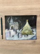 Snow Scene People painting art