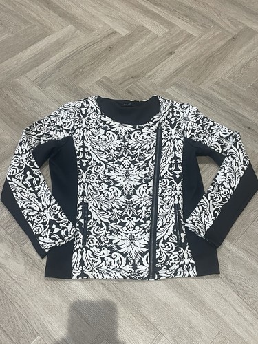 Ladies black and - zip, up