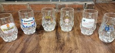 Lot of 6 Dimpled Glass European BEER STEIN MUG Breweriana Collectible