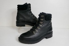 FAT FACE "HARPER" BLACK GRAINED LEATHER HIKER STYLE ANKLE BOOTS UK 6,EU39