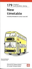 LONDON BUSES - CAPITAL CITYBUS ROUTE 179 NEW TIMETABLE - FEB 1998