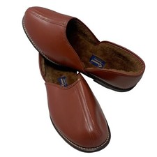 NOS Vintage GROSVENOR Brown Deerskin Fleece Lined Slippers Mens Size 8.5 US