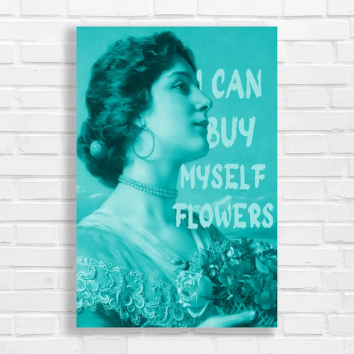 Empowered woman floral teal - empowered,
