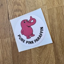 Pure Pink Paraffin Mascot Round Sticker Decal Pouring Can Jug