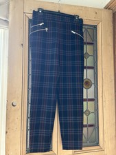Zara Women's Tartan Trousers Size M Navy Check 