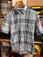 Gant Short Sleeve Shirt Men’s Large Check Button Down  two tone Blue 