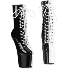 Pleaser 8" Heelless 3" Pf Two Tone Lace-Up Ankle Boots Adult Women Craze/1040Tt