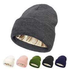 Satin Lined Beanie Hat for Women & Men, Warm Winter Cap, Silk-Lined Knit Unisex