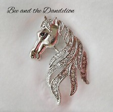 Silver Tone Horse Head Brooch