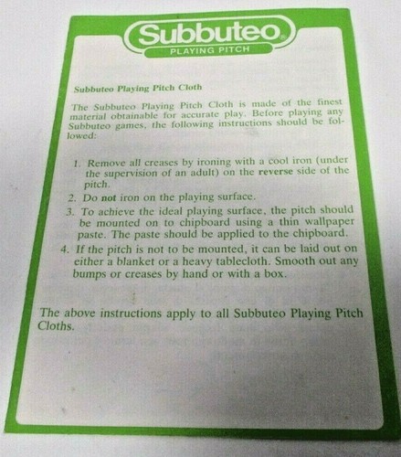 Subbuteo playing pitch care - ,