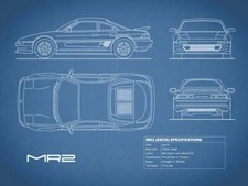 Poster - Toyota MR2 Blueprint, Retro Modern Patent, 4 Sizes
