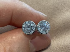 2.0 Carat Lab Created Diamond Solitaire Bezel Stud Earrings Platinum Plated 925