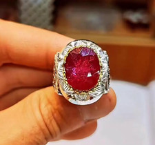 12 Carats Ruby Ring, Natural Ruby 925 Sterling Silver Yaqoot Ring For Men