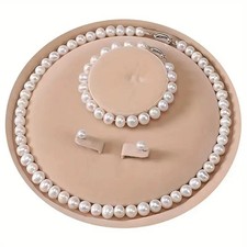 💎 Elegant Freshwater Pearl Jewelry Set for Women – Necklace, Bracelet & Earring