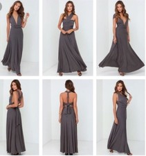 Lulus Multi Way Maxi Dress S Gray Cocktail Event Occasion Tricks Of The Trade