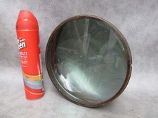 A LARGE OLD 8 INCH DOUBLE OPTICAL MAGNIFYING LENSE IN BRASS SHROUD