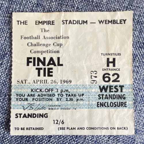 1969 cup final ticket - cup, stub