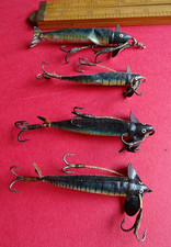4X ANTIQUE WILLIAM BROWN PHANTOM MINNOW FISHING LURES ALL SOLD AS FOUND