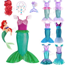 Girls Mermaid Ariel Halloween Costume Skirt Carnival Party Princess Fancy Dress