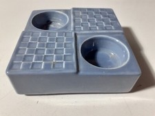 WEDGWOOD Weekday Weekend Queen's Ware Blue Double Candle Holder Tealight Holder